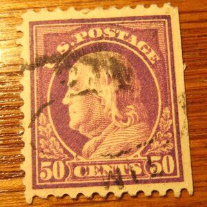 1912-14 PERFORATED 12 -  BENJAMIN FRANKLIN  50  CENT STAMP